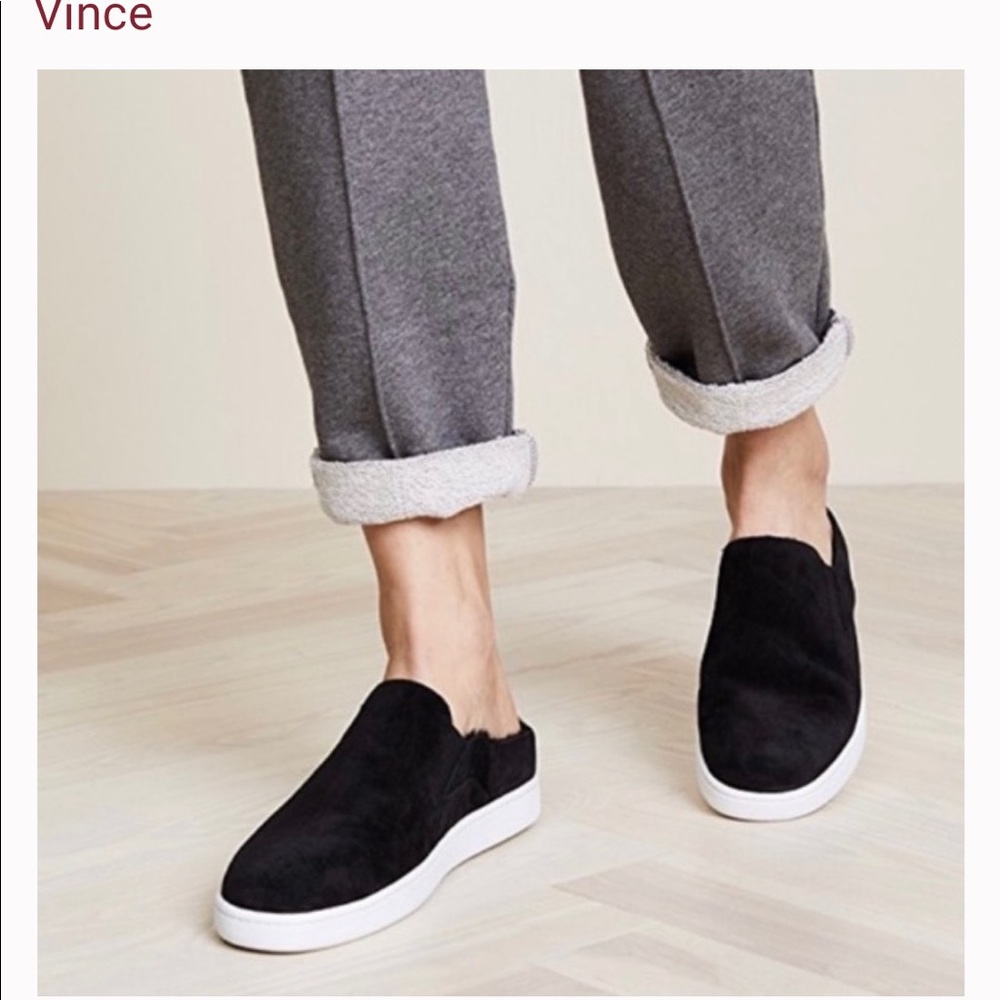 Black Vince suede slip ons.